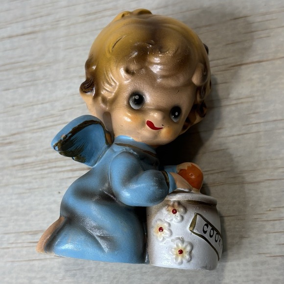 Josef Originals Wee Folks Blonde Baby Angel Sneaking In COOKY Jar VTG Porcelain - Picture 2 of 8
